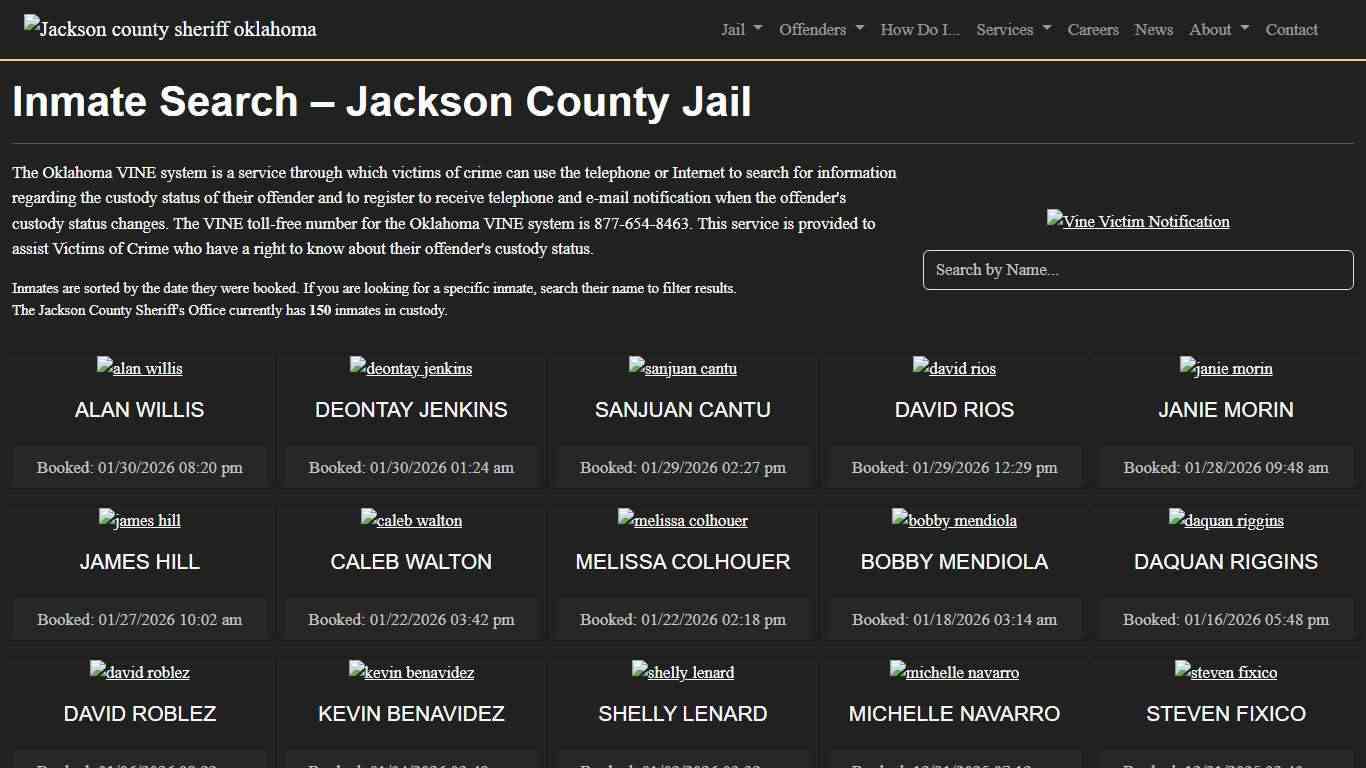 Inmate Search Jackson County Sheriff's Office